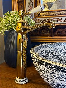 Torneira Premium - Dourada, Azul e Branco - Para Cubas