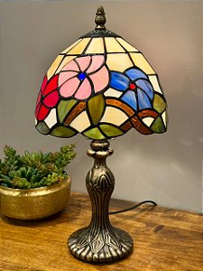 Abajur Tiffany - Vitral - Ouro Velho