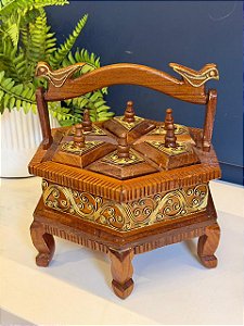 Porta Joias - Caixa Madeira - Marchetaria - 23cm