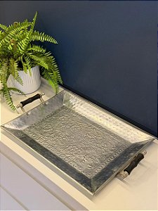 Bandeja - Metal - Prata - 52CM