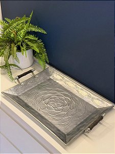 Bandeja - Metal - Prata - 52CM