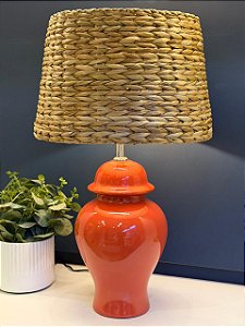 Abajur - Cerâmica - Terracota com Cúpula de Palha