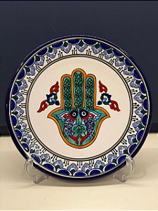 Prato de Parede Grande - Tunísia - Decorativo - Cerâmica - Pintado à mão - Colorido