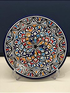 Prato de Parede Grande - Tunísia - Decorativo - Cerâmica - Pintado à mão - Colorido