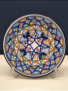 Prato de Parede Médio - Tunísia - Decorativo - Cerâmica - Pintado à mão - Colorido
