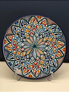 Prato de Parede - Tunísia - Decorativo - Cerâmica - Pintado à mão - Colorido