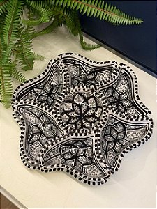 Petisqueira com Prato - Cerâmica - Tunísia - Pintado à mão - Preto