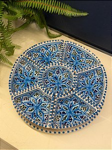 Petisqueira com Prato - Cerâmica - Tunísia - Pintado à mão - Azul