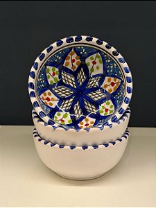 Bowl - Cerâmica - Tunísia - Tamanho Pequeno - Azul e Colorido