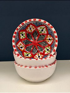 Bowl - Cerâmica - Tunísia - Tamanho Pequeno - Vermelho e Colorido