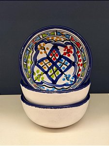 Bowl - Cerâmica - Tunísia - Tamanho Pequeno - Azul e Colorido