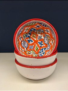 Bowl - Cerâmica - Tunísia - Tamanho Pequeno - Laranja e Colorido