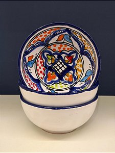 Bowl - Cerâmica - Tunísia - Tamanho Médio - Azul e Colorido