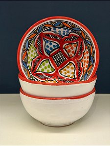 Bowl - Cerâmica - Tunísia - Tamanho Médio - Vermelho e Colorido