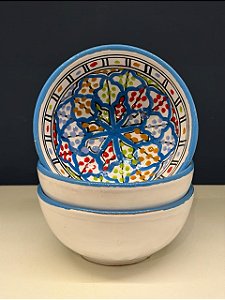Bowl - Cerâmica - Tunísia - Tamanho Médio - Azul Claro e Colorido