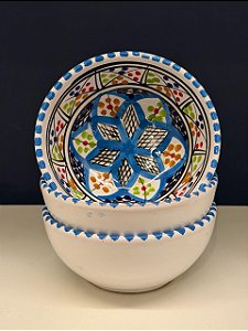 Bowl - Cerâmica - Tunísia - Tamanho Médio - Azul Claro e Colorido