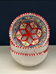 Bowl - Cerâmica - Tunísia - Tamanho Médio - Vermelho e Colorido