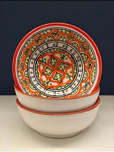 Bowl - Cerâmica - Tunísia - Tamanho Grande - Laranja e Colorido