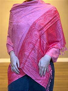 Pashmina de Viscose - Estampada - Rosa