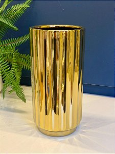Vaso - Cerâmica - Dourado - 24CM