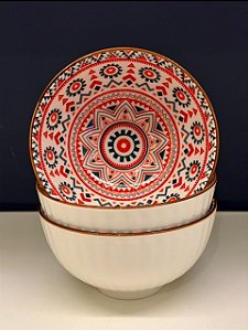 Bowl - Cerâmica - Vermelho e Verde - Tamanho Médio