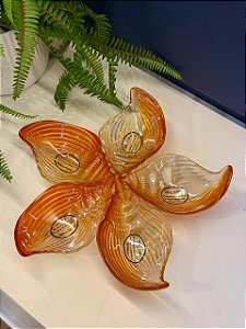 Petisqueira em Vitral - Turca - Pintado à mão - Laranja e Dourado