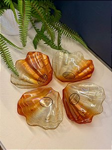 Petisqueira em Vitral - Turca - Pintado à mão - Laranja e Dourado