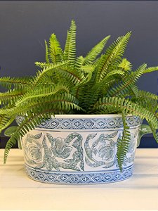 Cachepot em Cerâmica - Verde, Azul e Branco