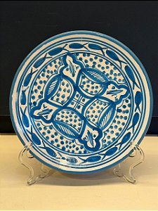 Prato de Parede PP - Tunísia - Decorativo - Cerâmica - Pintado à mão - Azul Claro