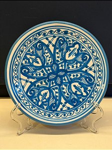 Prato de Parede PP - Tunísia - Decorativo - Cerâmica - Pintado à mão - Azul Claro