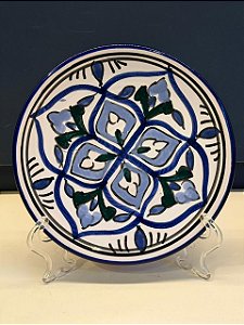 Prato de Parede PP - Tunísia - Decorativo - Cerâmica - Pintado à mão - Azul e Verde