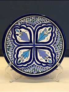 Prato de Parede PP - Tunísia - Decorativo - Cerâmica - Pintado à mão - Azul e Verde
