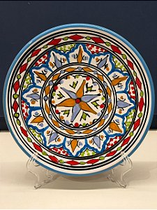 Prato de Parede Pequeno - Tunísia - Decorativo - Cerâmica - Pintado à mão - Colorido