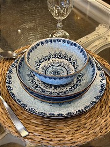 Aparelho de Jantar - Cerâmica - 16 Peças - Azul