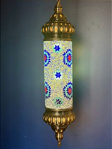Luminária de Teto Turca Metal e Vidro - Azul e Vermelho
