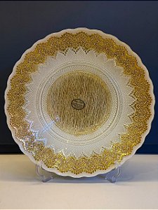 Centro de Mesa em Vitral - Off White e Dourado - Grande