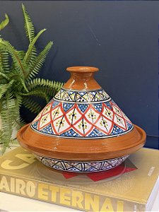 Panela Tagine Marroquina - Cuscuzeira - Cerâmica - Marrom e Vermelho