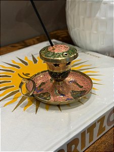 Incensário - Latão - Pintado a Mão - Rosa