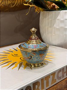 Pote - Latão - Azul Claro e Dourado
