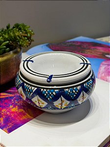 Cinzeiro Marroquino - Pintado á mão - Azul Escuro - 13CM