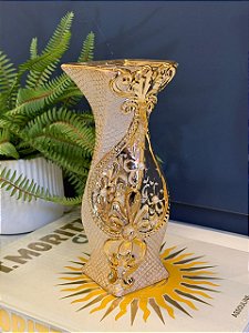 Vaso - Cerâmica - Dourado - 24CM