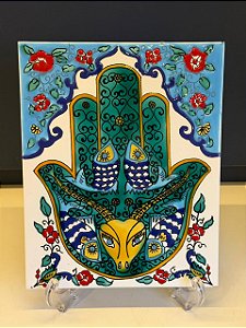 Quadro Azulejo - Tunísia - Sem Moldura - Colorido - 25CM