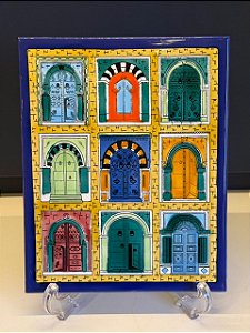Quadro Azulejo - Tunísia - Sem Moldura - Colorido - 25CM