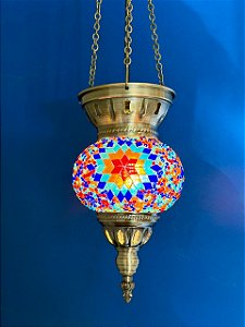 Luminária de Teto Turca - Vermelho e Colorido