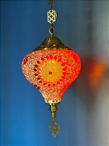 Luminária de Teto Turca Gota Vermelho e Laranja