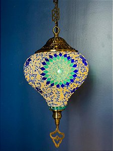 Luminária de Teto Turca Gota Azul