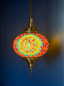 Luminária de Teto Turca Vermelho e Amarelo G