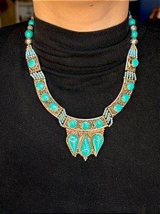 Colar - Metal Alpaca - Turquesa