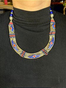Colar - Metal Alpaca - Azul e Vermelho