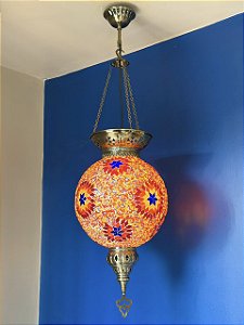 Luminária de Teto Turca - Laranja e Vermelho - GG
